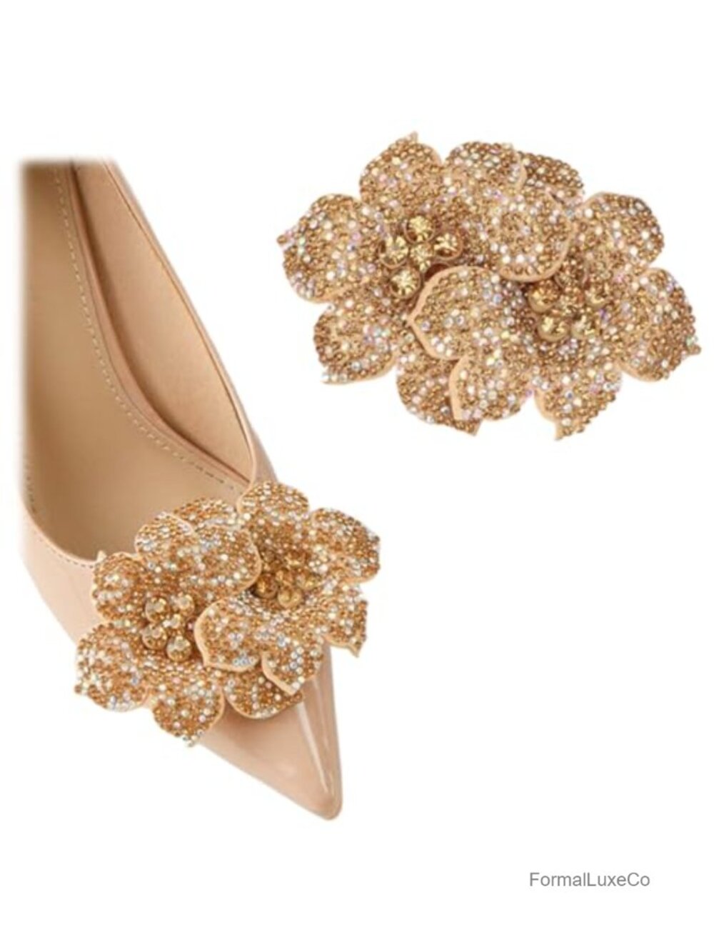 Rhinestone Flower Shoe Clips Detachable Shoe Buckle Accessories for Heels